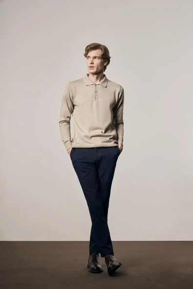 Lacivert Yan Cep Düz Paça Pamuklu Slim Fit Chino Casual Pantolon 1003255161 ürün görseli 1
