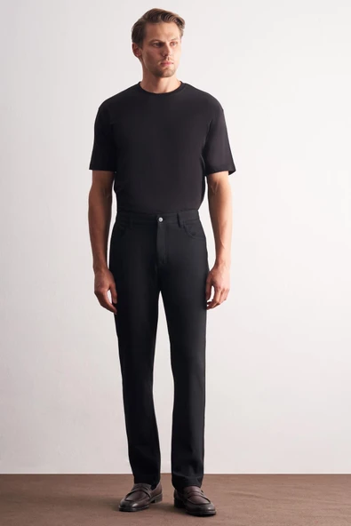 Siyah 5 Cep  Düz Paça Esnek Slim Fit  Casual Pantolon 1003255157 ürün görseli 1