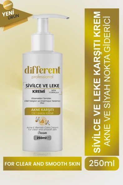 DİFFERENT PROFESİONAL Sivilce Önleyici, Ve Sivilce Karşıtı, Akne, Siyah Nokta Leke,giderici, Yüz Kremi 250 ML ürün görseli 1