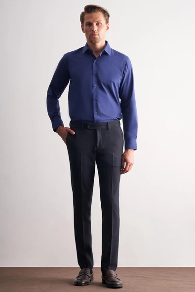 Lacivert Yan Cep Açık Paça Esnek Slim Fit Classic Classic Pantolon 1003255163 ürün görseli 1