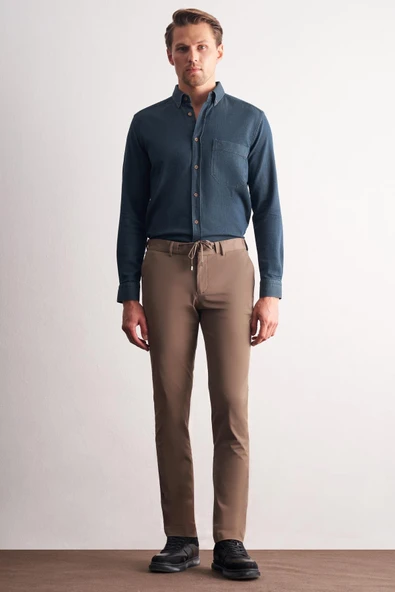 Vizon Yan Cep Düz Paça  Slim Fit Chino Casual Pantolon 1003255158 ürün görseli 1