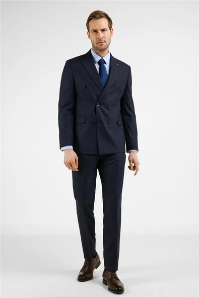 Lacivert Kırlangıç Yaka Kruvaze 6 Drop Slim Fit Tam Astar Esnek Takım Elbise 1001255172 ürün görseli 1