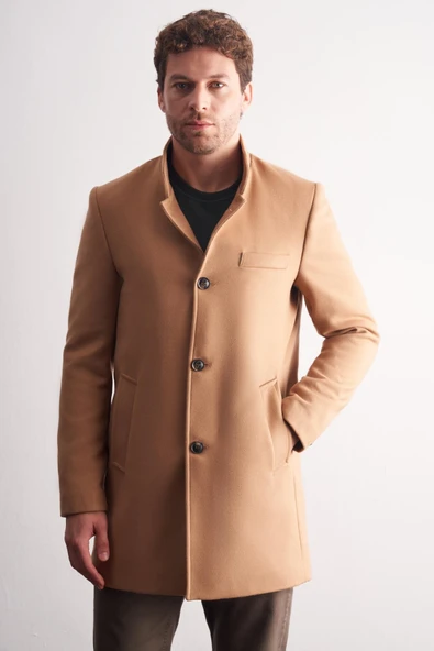 Camel Hakim Yaka Classic Slim Fit Esnek Kaban 1008255162 ürün görseli 1