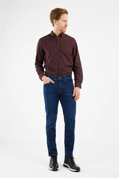 Lacivert Gabardin 5 Cep Düz Paça Casual Slim Fit Pamuklu Denim Pantolon 1023255160 ürün görseli 1