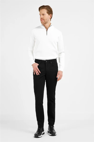 Siyah Pamuklu 5 Cep Düz Paça Slim Fit Casual Denim Pantolon 1023255159 ürün görseli 1