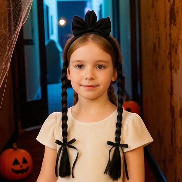 WEDNESDAY ADDAMS SAÇI WEDNESDAY SAÇI WEDNESDAY ÖRGÜ SAÇ ürün görseli 1