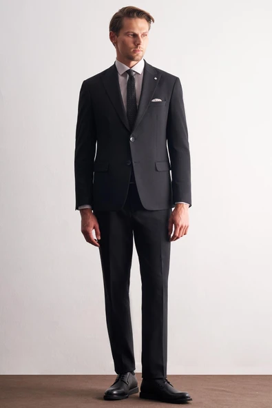 Lacivert Kırlangıç Yaka Çizgili 6 Drop Slim Fit Tam Astar Esnek Takım Elbise 1001255164 ürün görseli 1