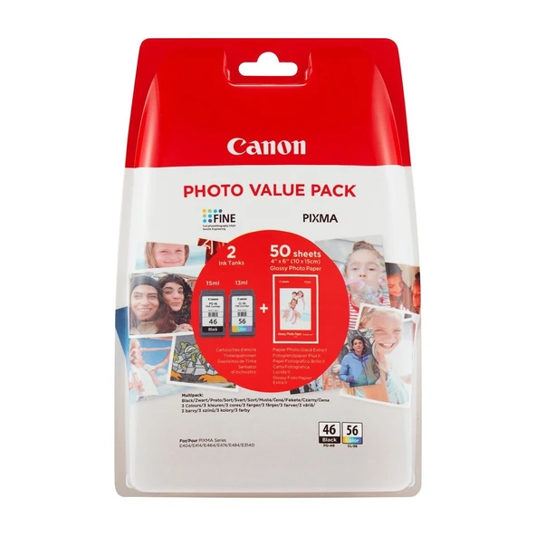 Canon Pg-46  Cl-56 Orjinal Kartuş+ 50 Adet Fotoğraf Kağıdı Hediye ürün görseli 1