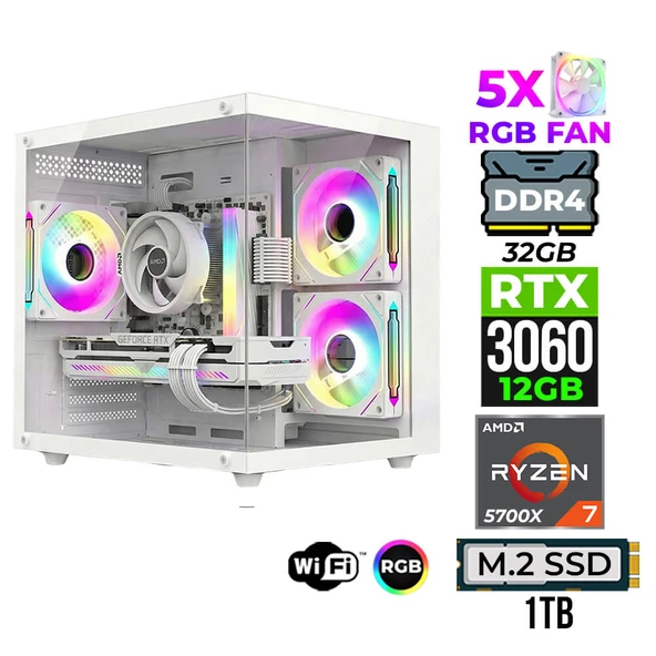 Xaser Mage x120 Ryzen 7 5700x 32GB Ram 1TB M.2 NVMe SSD 12GB RTX3060 Oyuncu Tavsiye Sistem ürün görseli 1