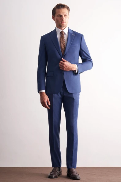 Lacivert Kırlangıç Yaka Esnek Bel 6 Drop Slim Fit Tam Astar Takım Elbise 1001255168 ürün görseli 1