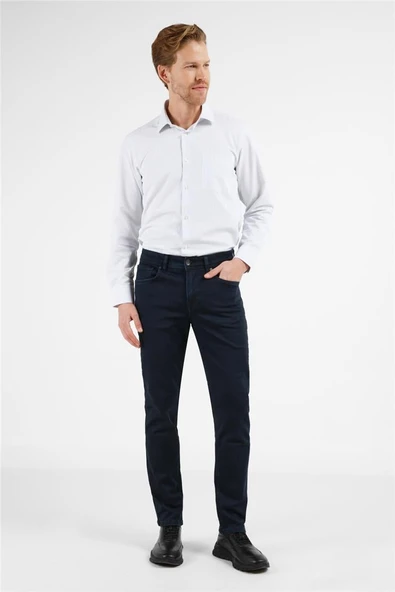 Lacivert Gabardin 5 Cep Düz Paça Casual Slim Fit Pamuklu Denim Pantolon 1023255165 ürün görseli 1