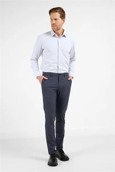 Lacivert Yan Cep Düz Paça Pamuklu Slim Fit Chino Casual Pantolon 1003255164 ürün görseli 1