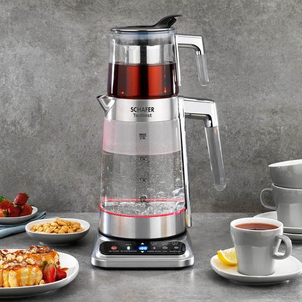 Schafer TeaNest Dijital Cam Çay Makinesi-Inox ürün görseli 1