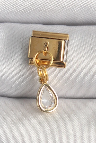 316L Çelik Gold Renk Sallantı Damla Zirkon Taşlı Nomination Charm P113882S369 ürün görseli 1