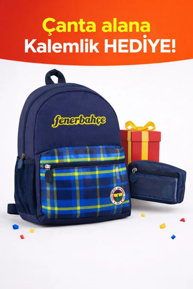 FENERBAHÇE MAVİ EKOSELİ ÇANTA VE ÇİFT GÖZLÜ KALMELİK HEDİYELİ ürün görseli 1