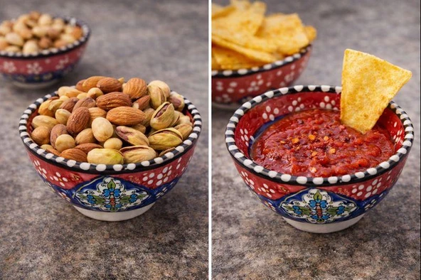 El Yapımı Çini Kase 8 cm – Çerezlik, Sosluk ve Sunumluk Dekoratif Seramik Kase ürün görseli 1