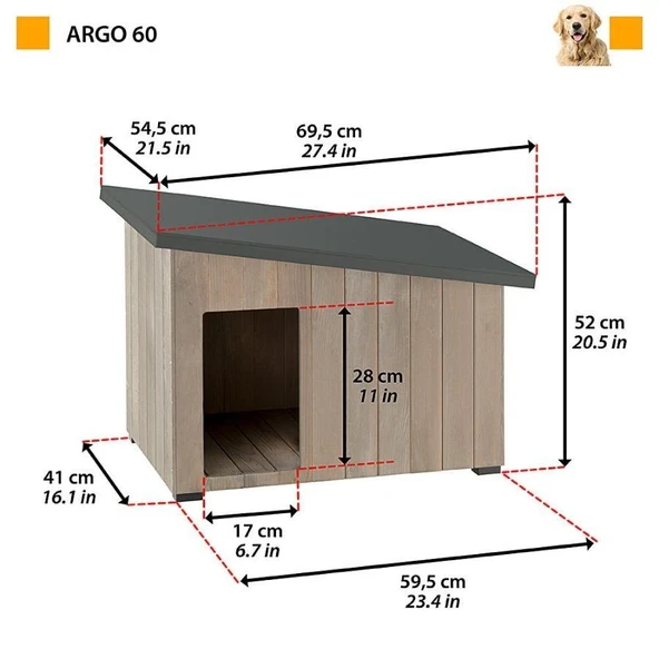 Ferplast Argo 60 Ahşap Köpek Kulübesi - Resim 2