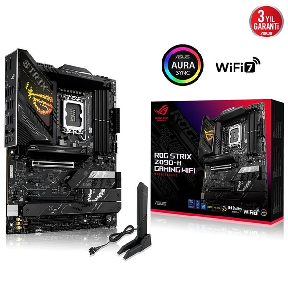 ASUS ROG STRIX Z890-H GAMING WIFI 4x DDR5 DP/HDMI 4x M.2 1x 2.5GLAN/WIFI7/BT USB4 1851P ANAKART ürün görseli 1