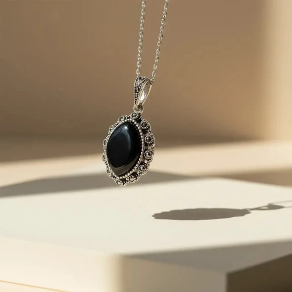 BlackCraft Oltu Taşı Çakra Kadın Kolye ürün görseli 1