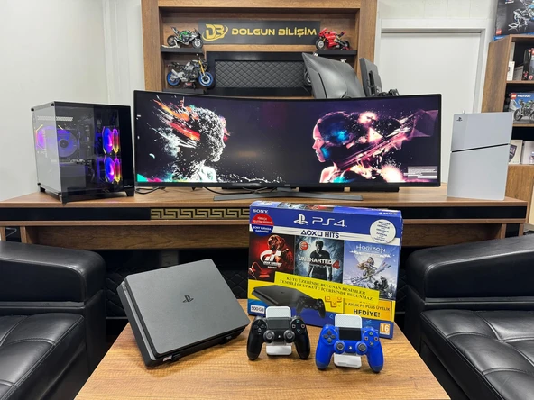 Playstation 4 Slim 500GB Çift Kol Kutulu Oyun Konsolu (İKİNCİ EL) ürün görseli 1