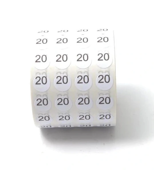 20NO Yapışkanlı Sticker Etiket Beden Etiketi (5000 ADET) ürün görseli 1