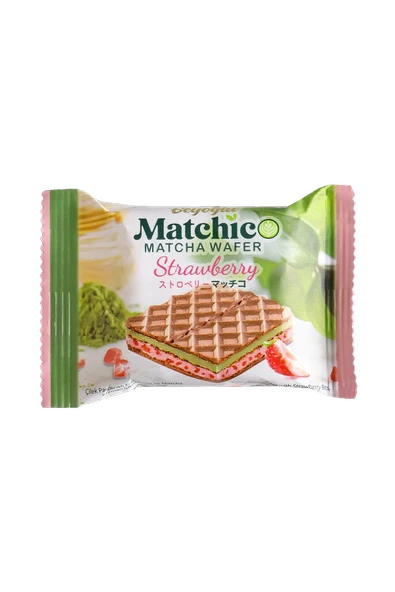 Beyoğlu Matchico Çilek Parçacıklı Frambuaz Ve Matcha Kremalı Çikolatalı Gofret*12 Adet ürün görseli 1