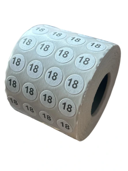 18NO Yapışkanlı Sticker Etiket Beden Etiketi (5000 ADET) ürün görseli 1