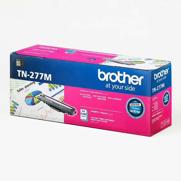 Brother TN-277M 2.300 Sayfa Magenta Kırmızı Toner HL-L3270CDW HL-L3210CW DCP-L3551CDW MFC-L3750CDW ürün görseli 1