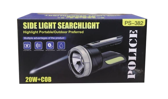 Polıce PS-382 20W Spot Feneri Şarjlı ve Yan Aydınlatma Işıklı ürün görseli 1