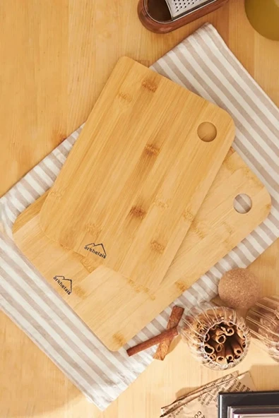 Bambu Kesme Tahtası Seti (2’Lİ) 28-33 Cm | Doğal Ahşap Mutfak Sunum Tahtası ürün görseli 1