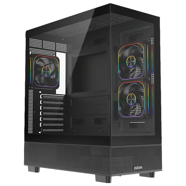 FAZEON F17 1000W 80+ BRONZE PCIe Gen5.1 ARGB 3x120mm FANLI ATX SİYAH GAMING KASA ürün görseli 1