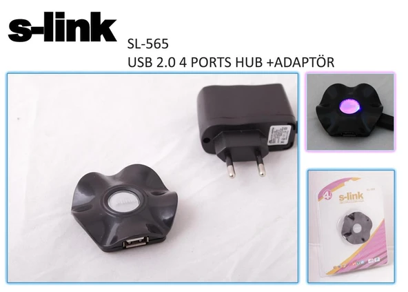 S-link SL-565 4 Port 2.0 Adaptörlü Usb Çoklayıcı ürün görseli 1