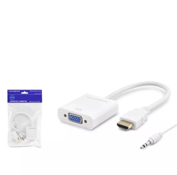 Hadron Hdx2019 Hdmi To Vga F Çevirici 1080P + Audio Beyaz ürün görseli 1