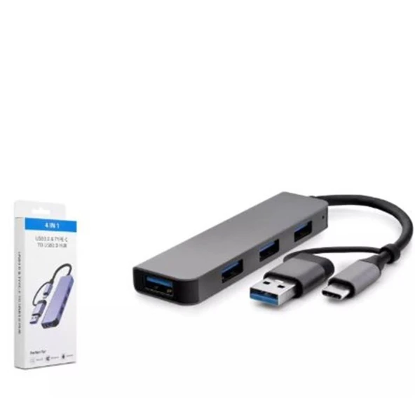 HADRON HDX7825 TYPE-C + USB3.0 HUB 4-USB3.0 GRİ ürün görseli 1