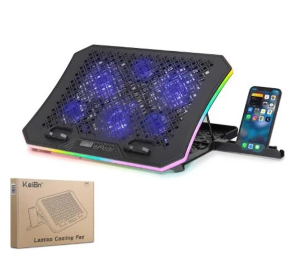 Hadron Dcxaa8 Notebook Soğutucu 6-Fan + Telefon Standı 14-18 RGB Siyah ürün görseli 1