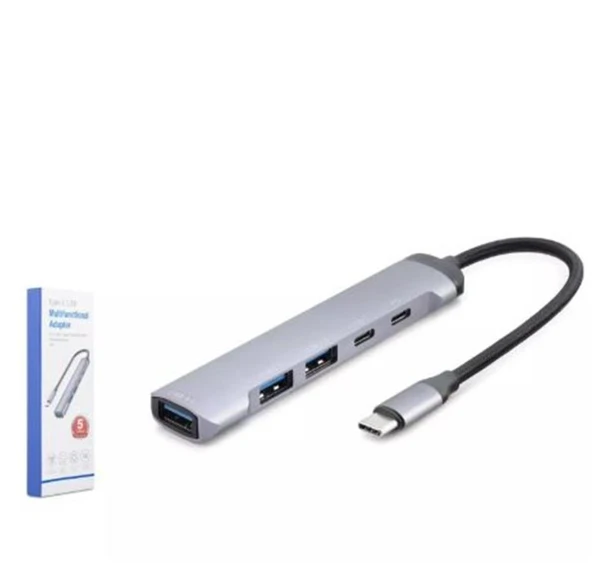 Hadron Hdx7041 Type-C Hub 5-Usb Gri ürün görseli 1