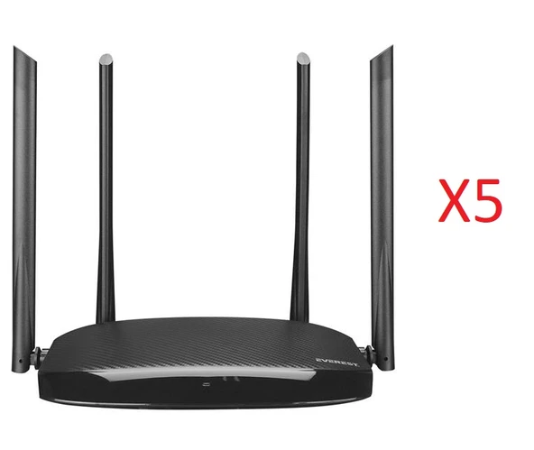 Everest EWR-AC5-V3 AC1200Mbps DualBand 4-6dBi Anten WISP+AP+Repeater Destekli Kablosuz Wifi Router X 5 Adet ürün görseli 1