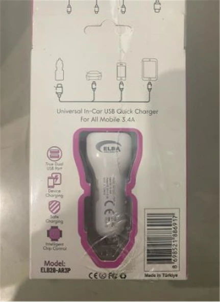 Elba ELB28-AR3P ELBA 3.4A  2USB ARAÇ BAŞLIK - Resim 2
