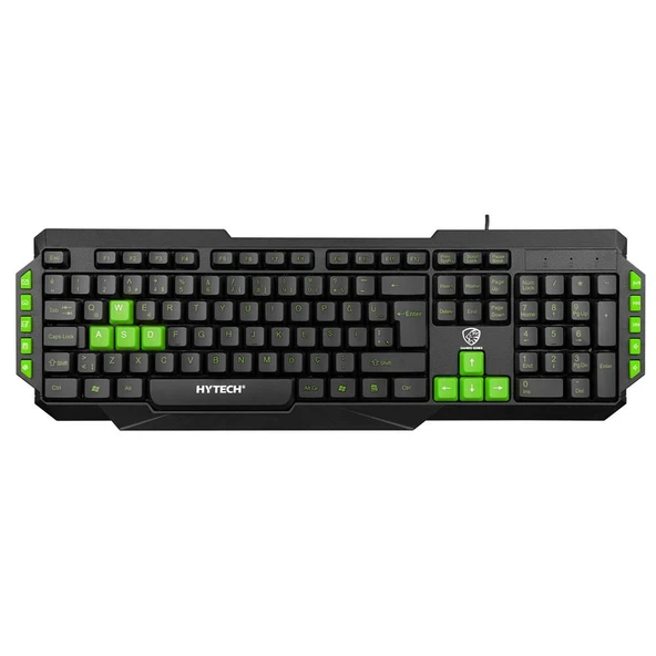 Hytech HYK-46 GAMY Siyah USB Yeşil Tuşlu Q Gaming Oyuncu Klavyesi ürün görseli 1