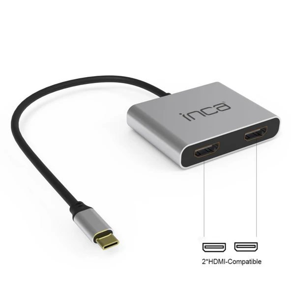 Inca ITPC-4 T Usb C To 2x Hdmı 4K USb 2.0+Pd ürün görseli 1