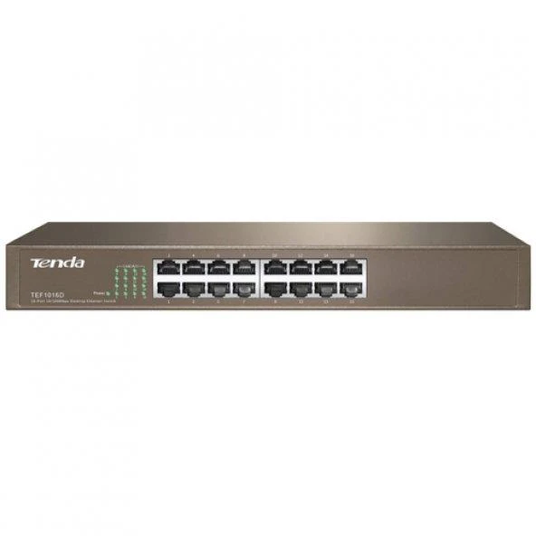 Tenda TEF1016D 16 Port 10-100 Mbps Switch Çelik Kasa Rack Mount ürün görseli 1
