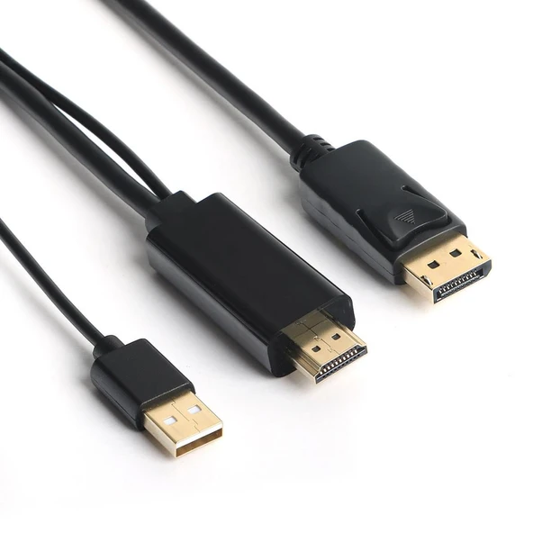 Dark DK-CB-AHDMIXDP2 HDMI to DisplayPort Dönüştürücü 2 Metre USB Güç Kablosu Destekli Kablo ürün görseli 1