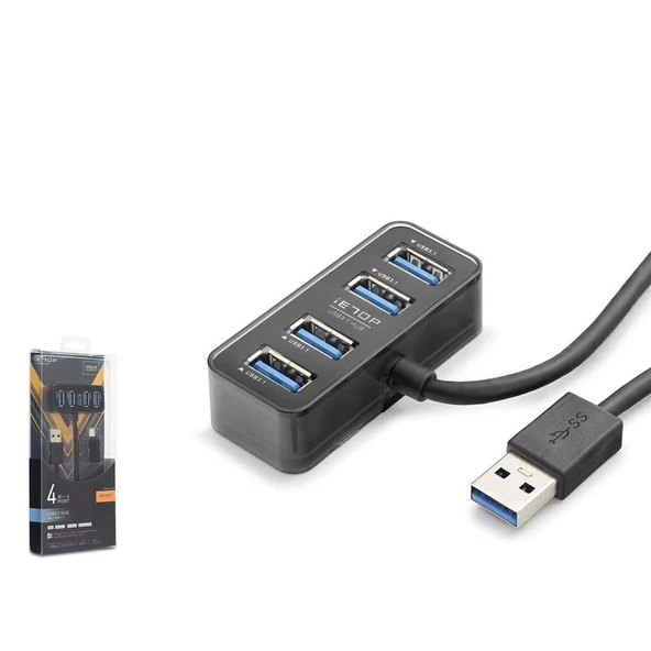Hadron HDX7055 İetop Usb Hub 5Gbps 4x Usb-A 3.1 2in1 Usb-A-Type-C Girişli 4 Port Çoklayıcı Siyah ürün görseli 1