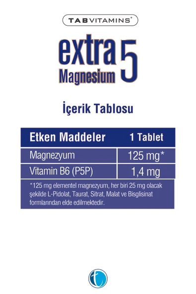 Tabvitamins Extra5 Magnesium 60 Kapsül - Resim 3