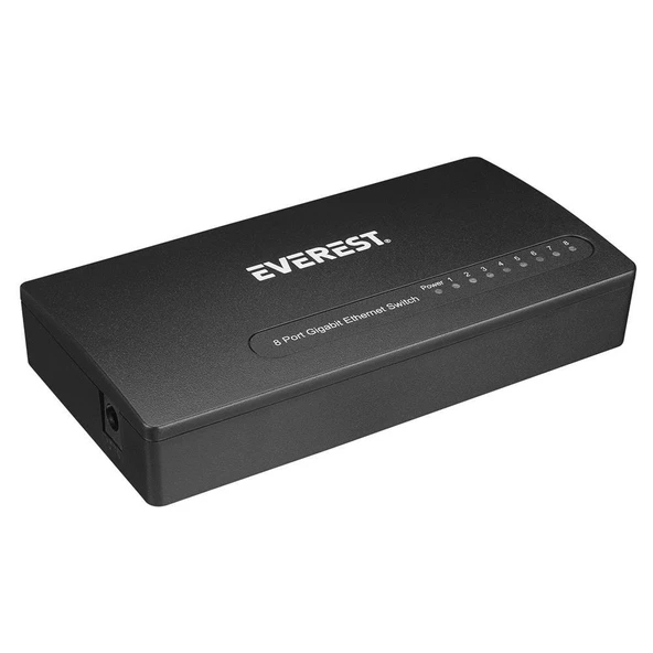 Everest EVERLINK ESW-808 8 Port 10-100-1000Mbps Gigabit Ethernet Masaüstü Ethernet Switch Hub ürün görseli 1