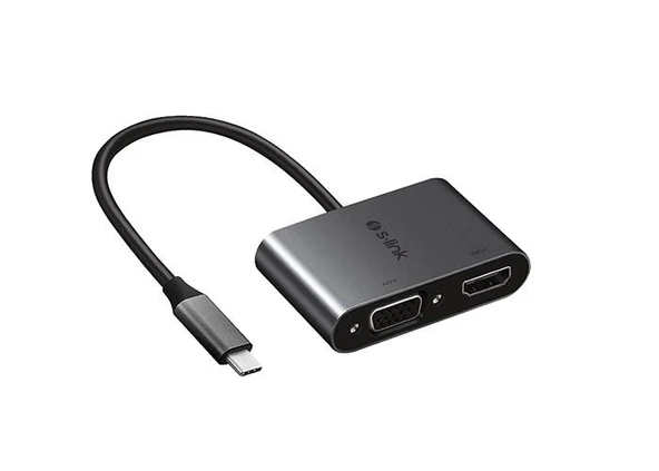 S-link Swapp SW-U516 4K@30Hz TypeC to HDMI + VGA Adaptör ürün görseli 1