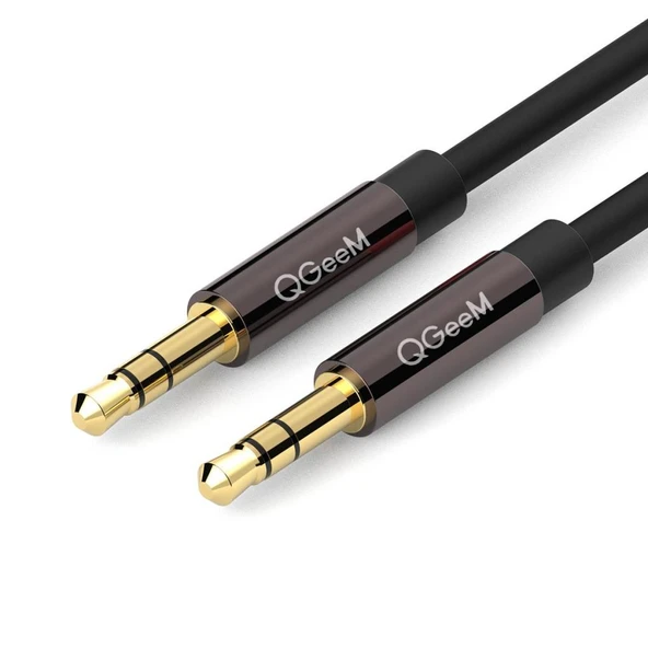 Qgeem QG-AU04BD100 1mt Altın Uçlu Siyah AUX Audio ürün görseli 1