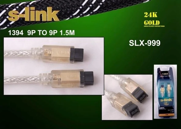 S-link SLX-999 1.5mt 9-9 1394 Firewire Gold Kablo ürün görseli 1