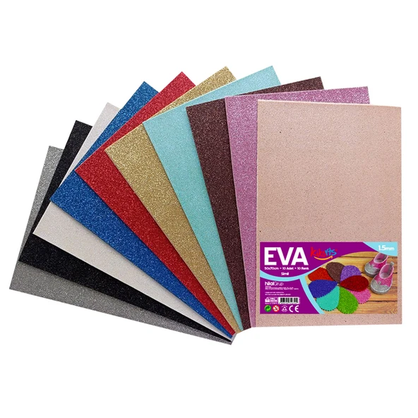 Simli Karışık Renk Eva Tabaka 50x70 Pakette 10 Ade ürün görseli 1