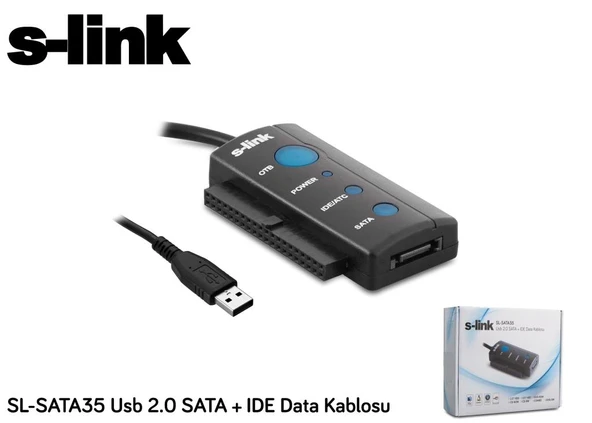 S-link SL-SATA35 Usb 2.0 to Sata + ıde Data Çevirici ürün görseli 1
